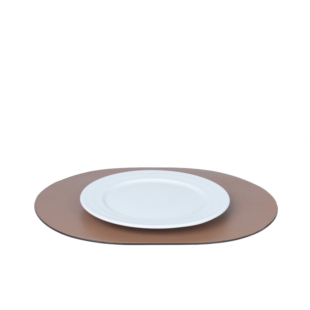 Jogo Americano Oval ALUREA Saffiano Off-White/Mel