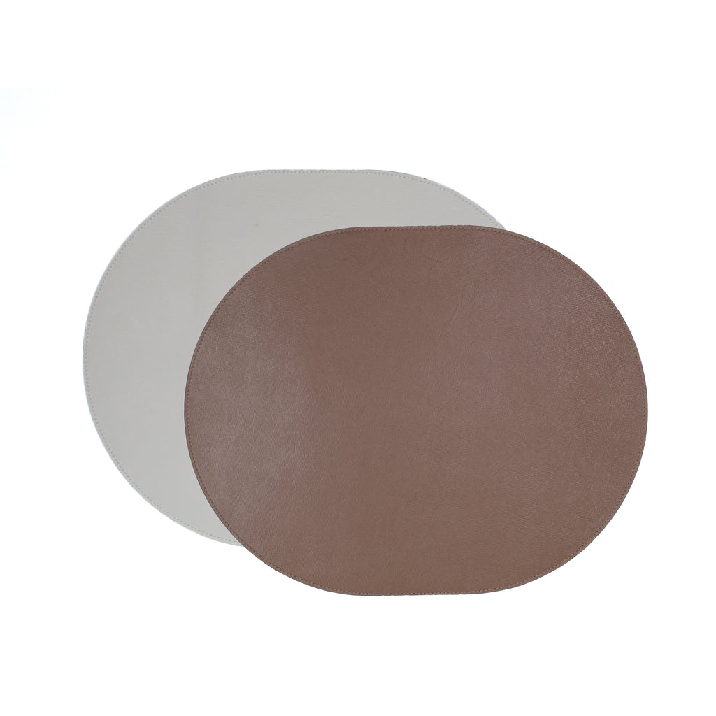 Jogo Americano Oval ALUREA Saffiano Off-White/Mel