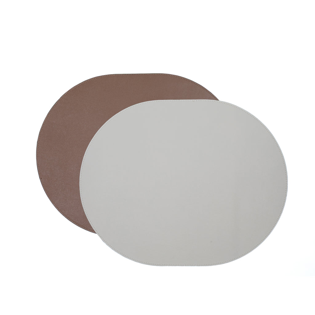 Jogo Americano Oval ALUREA Saffiano Off-White/Mel