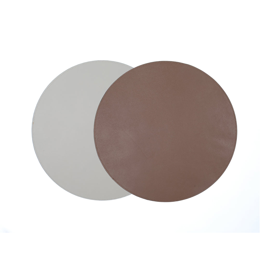 Jogo Americano Redondo ALUREA  Saffiano Mel/OffWhite