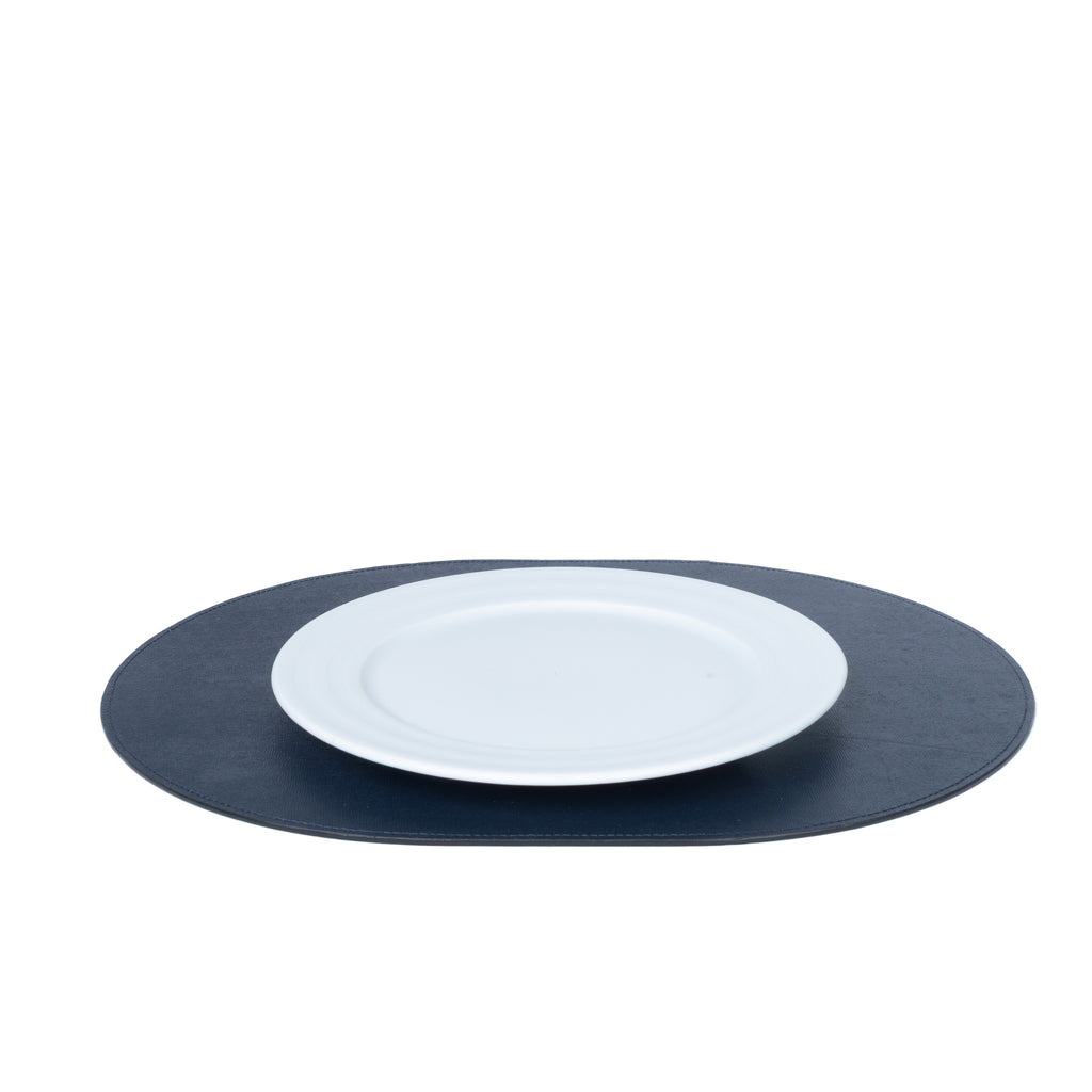 Jogo Americano Oval ALUREA Saffiano Topázio/Marinho