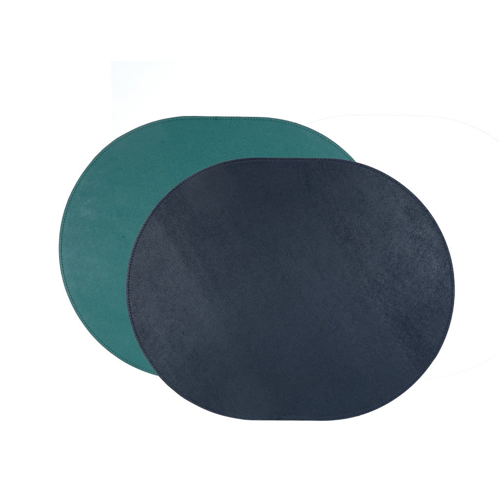 Jogo Americano Oval ALUREA Saffiano Topázio/Marinho