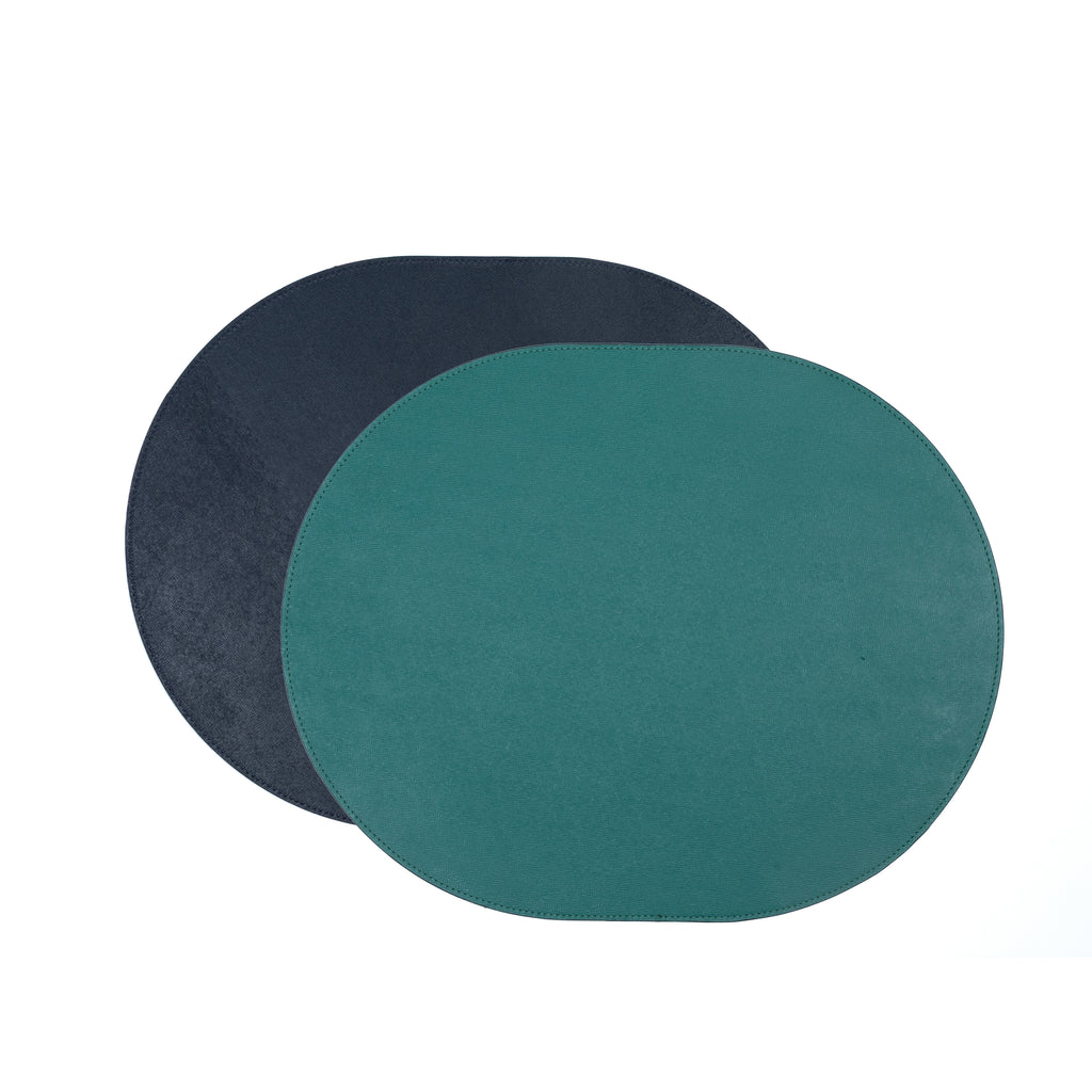 Jogo Americano Oval ALUREA Saffiano Topázio/Marinho